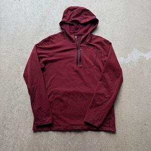 Men's Mountain Hardwear Dark Red 1/4 Zip Pullover Hoodie Sweatshirt Sz Large L